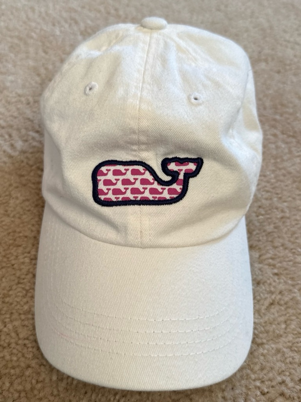 Vineyard Vines White Hat with Pink Whale